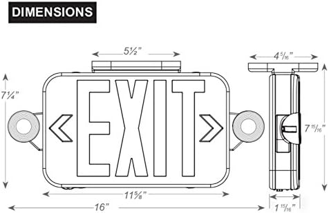 2 Pack Supreme LED All LED Decorative Red White Exit Sign & Emergency Light Combo with Battery Backup (2 Pack)