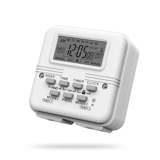 BN-LINK Indoor Digital Light Timer, 7 Day Programmable Plug with 2 Independent 3-Prong Outlets, for Lamps, Fans, 2 On/Off Settings, 1 Pack, 15A/1875W, ETL Listed