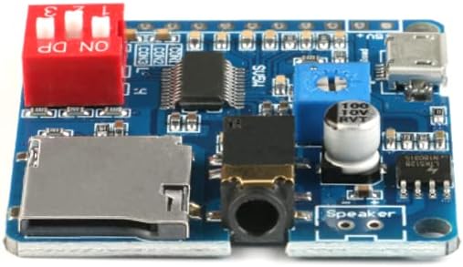 JESSINIE DY-SV5W Voice Playback Module MP3 Player Music Voice Board IO Trigger UART Serial Adapter Control Playback Module Sound Board Micro USB I/O Broadcast Function Amplifier Board Support 32G Card