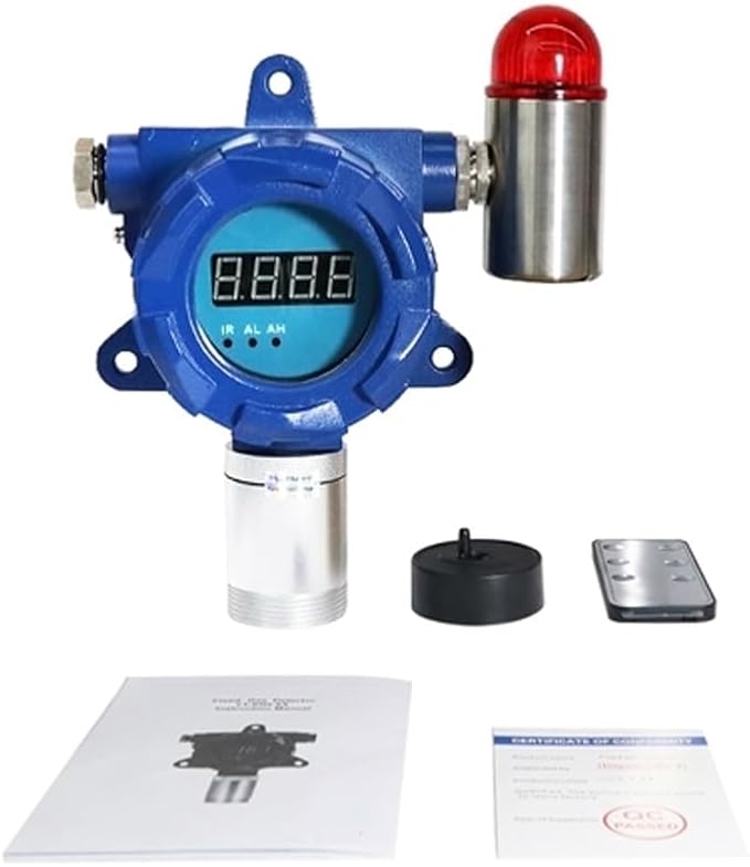 ATO Fixed Carbon Monoxide Gas Detector, 4-20mA Signal Output, CO Gas Leak Detector 0 to 100/500/1000 ppm, with Sound and Light Alarm (0-2000ppm, Relay Output:1NO+1NC)