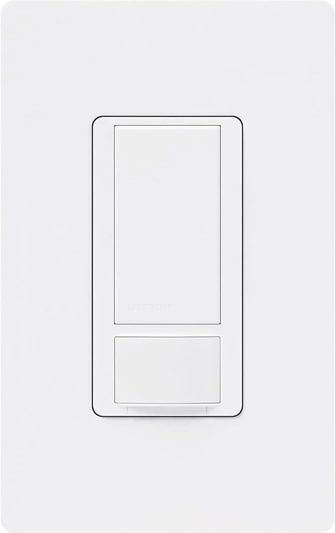 Lutron Maestro Motion Sensor Light Switch w/ Wallplate for Bathroom, Garage, Laundry Room, Any Bulbs, Occupancy Vacancy Sensor, Single-Pole, MS-OPS2HW-WH, White