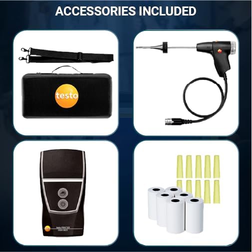 testo 300 Combustion Analyzer HVAC Kit with Printer - Combustion Leak Tester for Flue Gas, Draft, Differential Pressure & Ambient CO - Natural Gas Leak Tester with Probes - CO Meter with Touch Display
