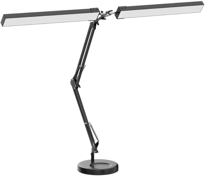 2-in-1 LED Desk Lamp, 24W Brightestwith Table Lamp with Clamp, Desk Light with Flexible Swing Arm,3 Color Modes Stepless Dimmable Double Head Architect Desk Lamps for Home Office Workbench Reading
