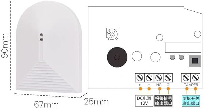 HEEPDD Glass Break Shock Detector, Security Window Sensor with 9 Meters Range, Wall Mount, Ceiling Compatible for Home Protection System