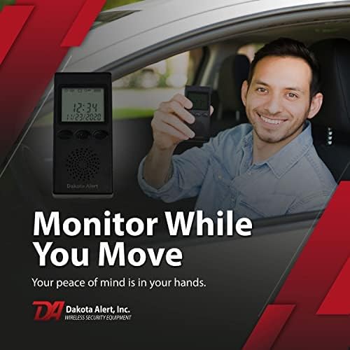 Wireless Driveway Alarm Portable Receiver PR-4000 - Compatible with Dakota Alert 4000 Transmitters | Battery-Powered Monitor Comes with USB Charger & Belt Clip, Driveway Alarms Wireless