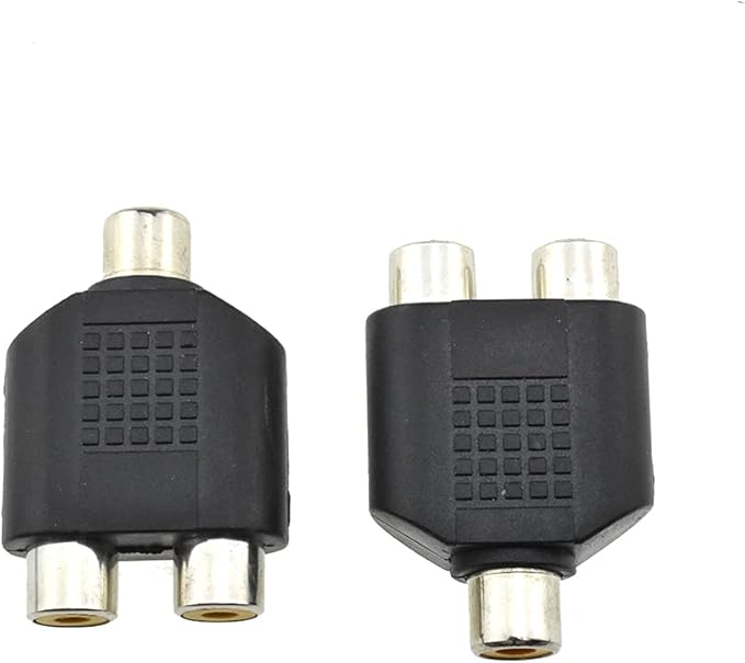 HAHIYO 3 RCA F-2x3.4 RCA F Stereo Plug Interconnect Audio One Male 3.4mm(1/8inch) Two Male 3mm(1/8inch) Adapter Splitter Good Signal Sound Snap Tight Not Wobble for Headphone Guitar Black 2pcs