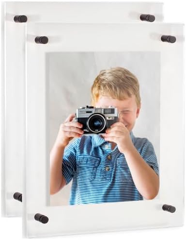 ArtToFrames 12x24 Inch Double Panel Floating Acrylic Picture Frame (Full Frame is 16x28) comes with Black Standoff Hardware, Made in the USA, 2 Pack