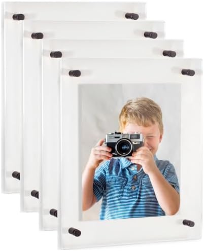 ArtToFrames 17x23 Inch Double Panel Floating Acrylic Picture Frame (Full Frame is 21x27) comes with Black Standoff Hardware, Made in the USA, 4 Pack