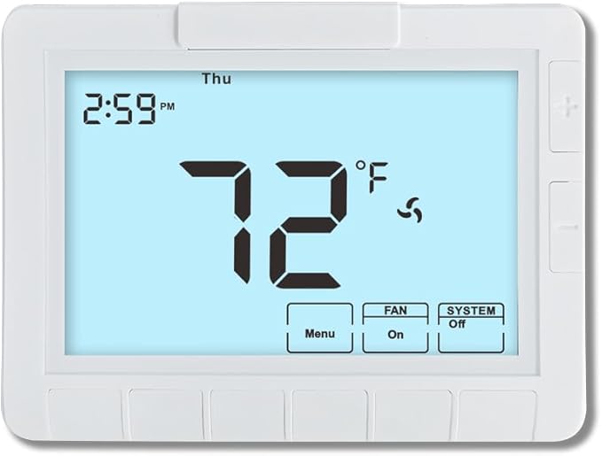 Programmable Auto Changeover Thermostat for Home, Conventional Single-Stage Systems,1 Heat/1 Cool, Extra Large Display, Smart Auto Switching,Easy-to-Use Digital Temperature Control, White Backlight