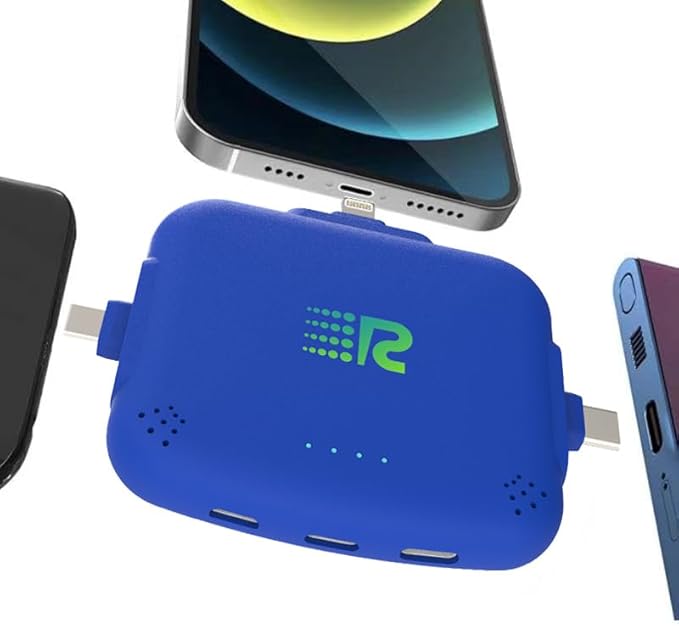 Rush Charge Universal COMET Portable Power Bank – 3200mah, 2.1A High-Speed Fast Charging - Apple Lightning, Type C, Micro-USB Charges 3 Devices at a Time Pre-Charged Compatible with iPhone 17 16 15 14