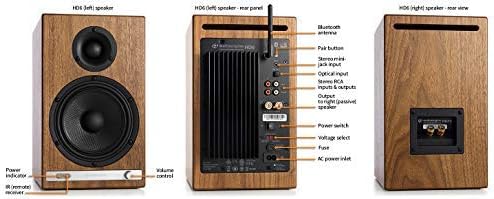 Audioengine HD6 Premium Powered Bookshelf Speakers | 150W Audiophile-Grade Bluetooth 5.0 Speakers with aptX HD | 24-Bit DAC | Real Wood Veneer
