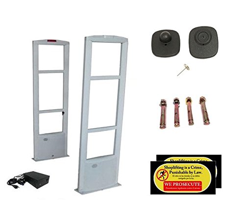 EASmartech Starter Kit - EAS RF Retail and Clothing Store Security Tower Antenna System 1000 Tags and Warning Stickers. Great for Shop Protection, Boutiqes, Store Security System Asset Protection