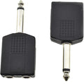 HAHIYO 6.35 M-2x6.35 F-TS Stereo Plug Interconnect Audio One Male 6.35mm(1/4 inch) and Two Females 6.35mm(1/4Inch) Adapter Splitter Good Signal Sound Snap Tight Not Wobble for Guitar Black 2pcs