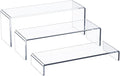 HIIMIEI Acrylic Display Riser, 3 Step 12" Large Acrylic Risers, Thickened to 5mm Clear Rectangular Display Shelf for Cupcake Stand, Tiered Display Stand for gemstone, curio, figurines, Collectibles