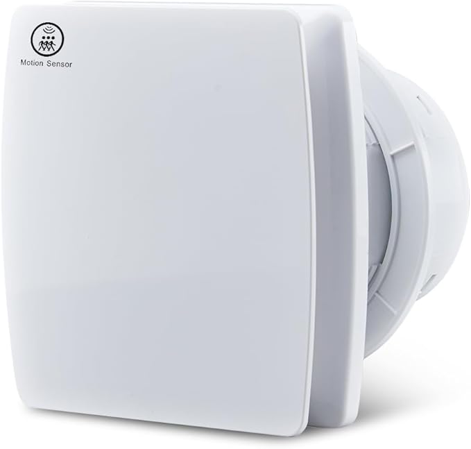 Hehou Bathroom Exhaust Automatic Fan for Wall and WIndow,Super Quiet 4 In Bathroom Motion Sensor and Delay Time Exhaust Fan with O Ring White 80 CFM Vent Fan