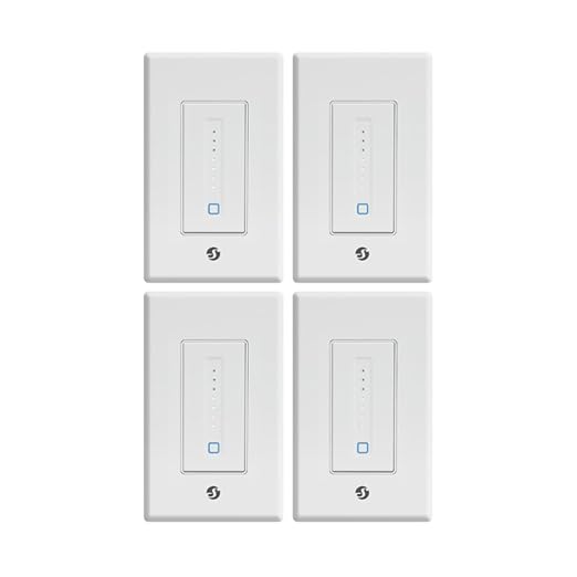 Shelly Plus Wall Dimmer UL | WiFi Smart Wall Dimmer Switch | Home Automation | Bluetooth Gateway | Compatible with Alexa, Home Assistant & Google | No Hub Required | Dimmable Lights (4 Pack)