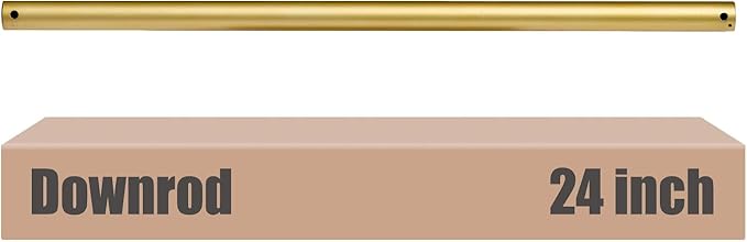 DPXMYG 24 inch Ceiling Fan Downrod with Extension Cord, 2 FT Gold Downrod for Ceiling Fan, 1 inch Outside Diameter, Boom Suitable for a Wide Range of Fans (Gold, Not Threaded)