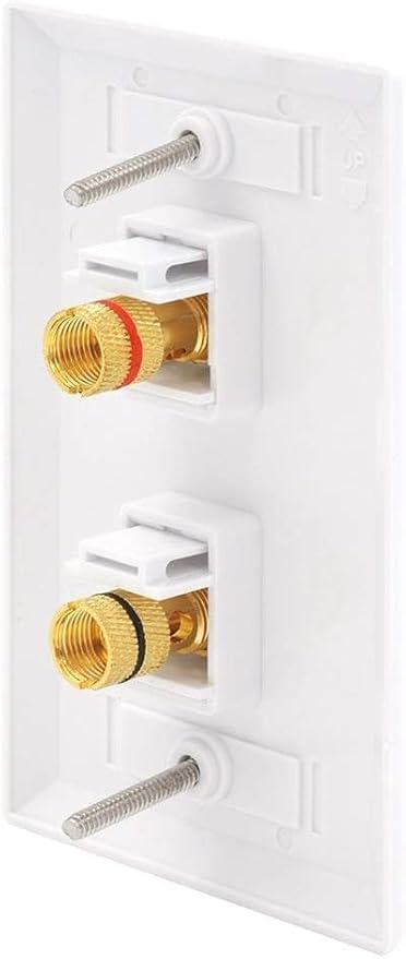 VCE UL-Listed Speaker Wall Plate Gold-Plated, 2-Port Keystone Wall Plate with Banana Jack Binding Post Keystone Jack Insert, 4 Pack
