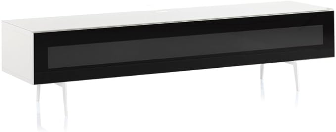 SONOROUS ST-360 Premium TV Stand for Living Room – Modern TV Stands & Entertainment Center with Storage – White Wood & Black Glass Cover – Luxury Media Console with Metal Legs for TVs up to 75 inches