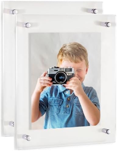 ArtToFrames 11x17 Inch Double Panel Floating Acrylic Picture Frame (Full Frame is 15x21) comes with Chrome Standoff Hardware, Made in the USA, 2 Pack