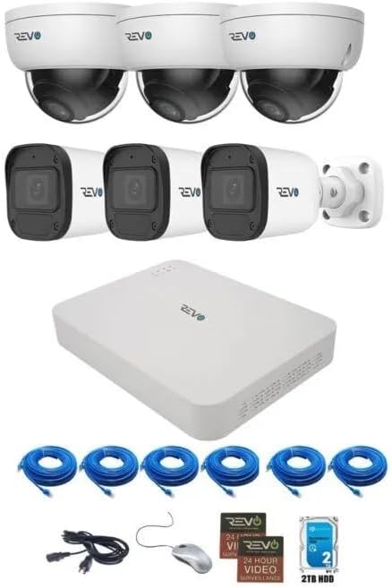 Ultra Blue Series 8CH 4K POE H.265 NVR, 2TB & 6X 5 Megapixel Indoor/Outdoor IR Bullet Cameras – Remote Access Via Pc, Mac & Phone (No Monthly Fees)