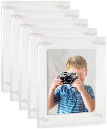 ArtToFrames 18x24 Inch Double Panel Floating Acrylic Picture Frame (Full Frame is 22x28) comes with White Standoff Hardware, Made in the USA, 5 Pack