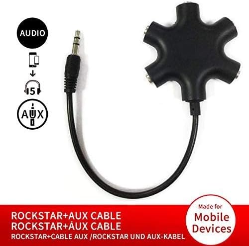 Headphone Audio Splitter 5 Ways Adaptor 3.5mm Audio Stereo Splitter Cable Male to 5 Port 3.5mm Female for Earphone and Headset Adapter for iPhone Samsung LG Smartphones (2, Black)