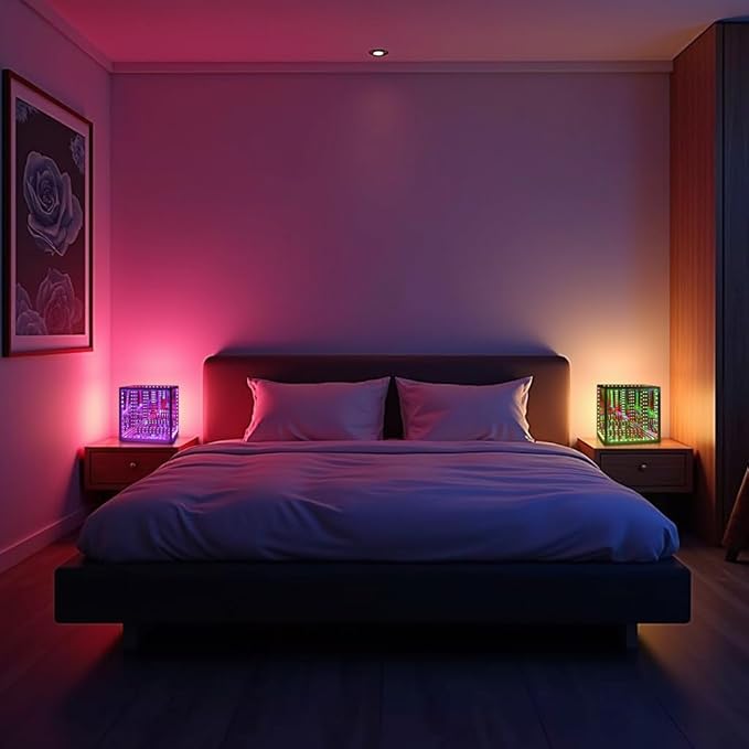 Heepulor Infinity Hyper Cube LED Table Lamp, Color-Changing Music-Sync APP-Controlled Ambient Light for Gaming, Party, Home (Small 4Inchs)