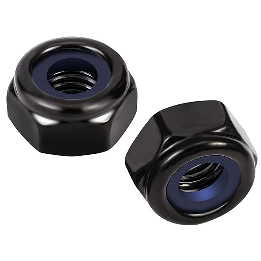 MewuDecor 1/4-20 Nylon Insert Hex Lock Nuts Locknuts, 304 Stainless Steel 18-8, Black Oxide, 100 PCS