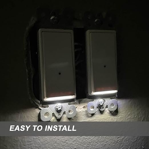 4Pack SOZULAMP Illuminated Light Switch-Esay to Install,No Neutral Wire,Single-Pole Paddle Rocker Lightswitch with Night Light,15Amp 120/277Volt,Glossy White