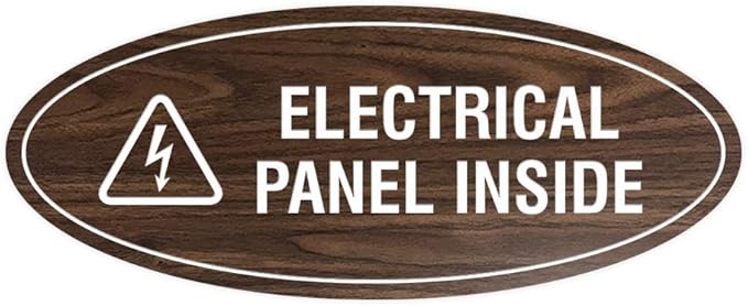 Signs ByLITA Oval Electrical Panel Inside Sign (Walnut) - Large