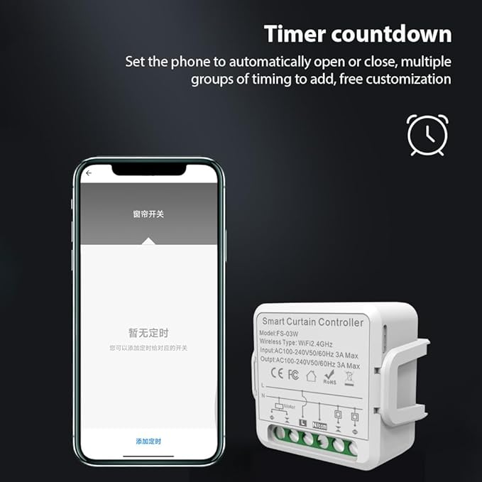FTVOGUE Smart Curtain Controller Zigbee Switch, Voice Control, Timer, Shared Devices, Smart Relay Switch, for Home Hotel Apartment Office, with Smart Timing Function (1Pcs)