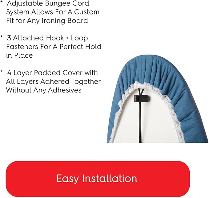 TIVIT Ironing Board Cover 16 x 58, Performance Grade Titanium Coated Pro Grip Pad & Covers - Superior Scorch & Stain Resistance, High Heat Reflection, 3 Padded Layers 3 Fastener Straps - Made In Italy