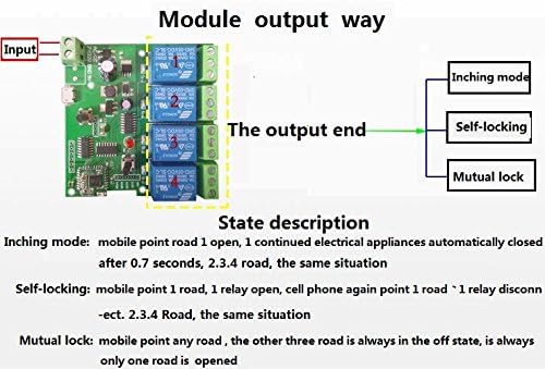 WiFi Relay Switch Module Phone Remote Timer Control for Wireless Android iOS (5-32V 4-Channel)