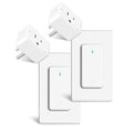 Remote Switch Outlet 2Sets, GreenCyle Outlet Plug with Remote, Wireless On/Off Light Switch Wall Mounted, 15A/1500W, TUV Listed, No Wiring Needed, 500ft RF Range, for Lamps, Fans, Household