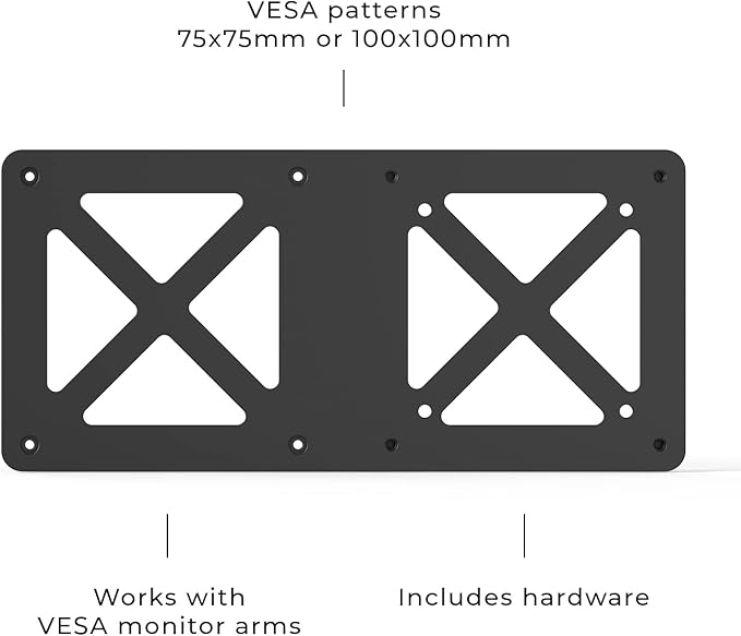 HumanCentric Mounting Bracket Compatible with Intel NUC, VESA Monitor Arm Extension Plate for NUC Mini PC Computer, 75x75mm and 100x100mm Patterns, Does not fit Hades and Skull Canyon NUC
