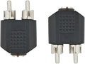 HAHIYO 3.2 F-2x3.2 RCA M Stereo Plug Interconnect Audio Two Males 3.2mm(1/8inch) and one Female 3.2mm(1/8inch) Adapter Splitter Good Signal Sound Snap Tight Not Wobble for Headphone Guitar Black 2pcs