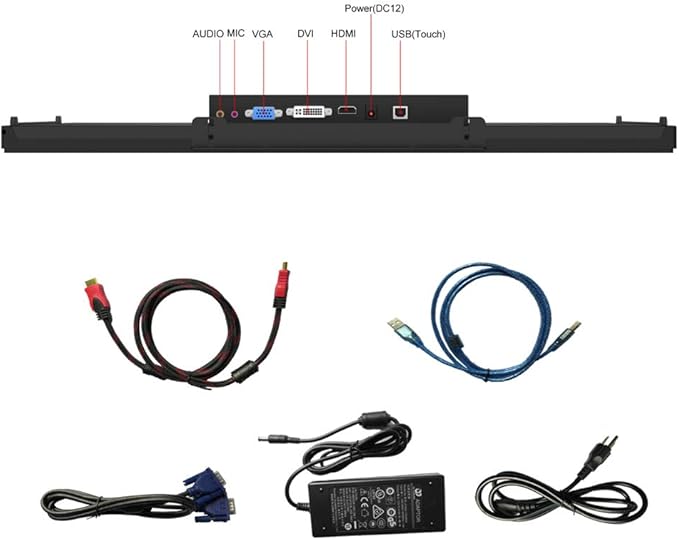 GreenTouch 15.6 Inch 10 Points Open Frame Touch Display, Industrial PCAP Touchscreen Monitor, VGA+HDMI+DVI Port - 16:9