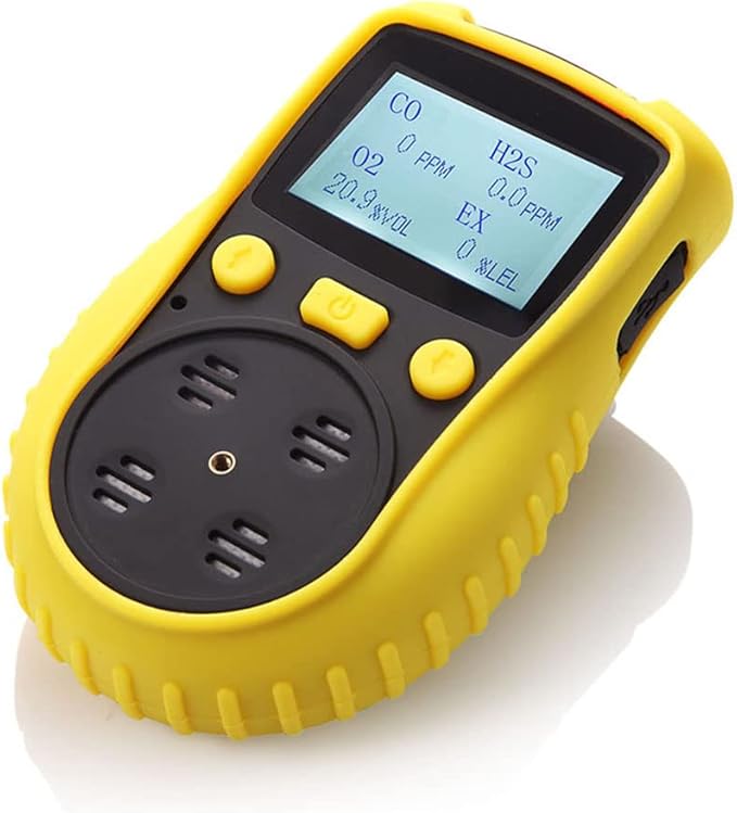 ATO Handheld Multi Gas Detector, CO, H2S, O2, LEL, 4 Gas Monitor, with Sound, Light and Vibration Alarms (Without Data Logging)
