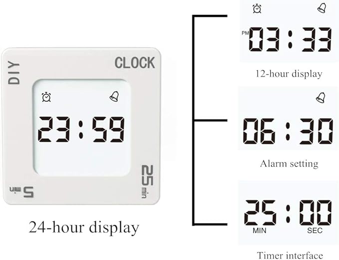 Timer, Creative Shaking Alarm Clock, 5, 25 and Any Minute Time Management Device, Kitchen Timer, Classroom or Meeting Timer, Sports Timer
