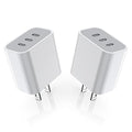 iPhone 16/17 Charger Block,USB C Charger [2 Pack] 35W 3-Port Wall Cube Fast Type C Charging Block PD Power Adapter for iPhone 17/17 Pro Max/16/16Pro/15/15Pro/14 Pro Max/13/12/11, iPad,Galaxy,Pixel 4/3