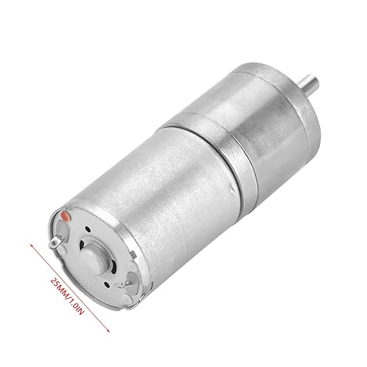 25mm DC 12V 25GA 370 Low Speed Metal Gear Motor for Electronic Locks Robots Electric Curtains and Doors Metal Gears Quiet High Performance for Mixers Monitoring Equipment and Pet Feeders