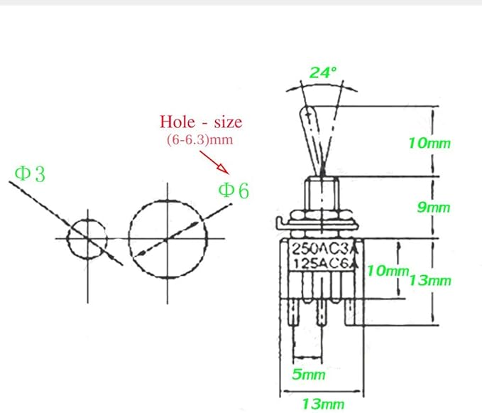 VONVOFF Toggle Switch,ON/Off SPST with Pre-soldered Wires,3v/5v/12v/24v/72v/110v/220v/240v/ Mini Toggle Switches for car,Truck, Light,Test Machine,Industrial Equipment.3 Pins 2Positions,10pcs (Red)