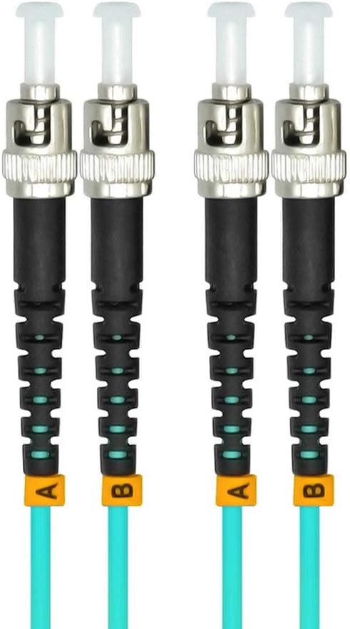 Jeirdus 2Meters 6ft ST to ST Duplex 50/125 10G OM3 Multi-Mode Fiber Optic Cable Jumper Optical Patch Cord ST-ST