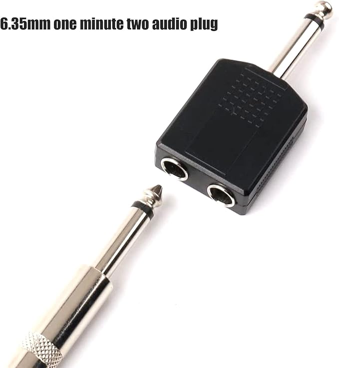 Sairps 1/4 Audio Splitter TS Mono Plug Interconnect Audio One Male 6.35mm(1/4 inch) and Two Females 6.35mm(1/4Inch) Adapter Splitter-2pcs