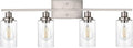WINSHEN 4-Lights Modern Vanity Light Fixtures for Bathroom Over Mirror, Farmhouse 31-Inches Length Seeded Glass Bath Wall Sconce Lighting in Brushed Nickel
