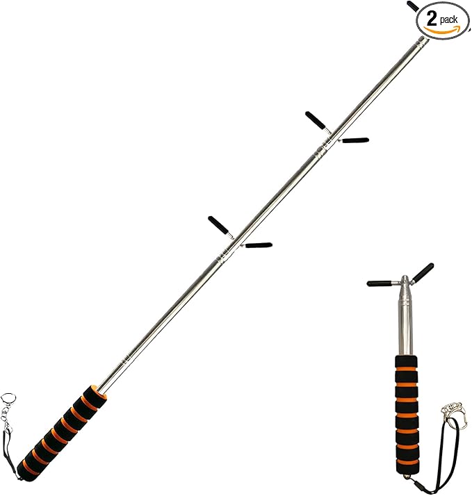 Extendable Safety Tester Pole – Manual Stainless Steel Rod for Reaching Smoke Alarm Buttons and Exit Signs, 1 Pack – Easily Access High Areas Without a Ladder for Safer Inspections
