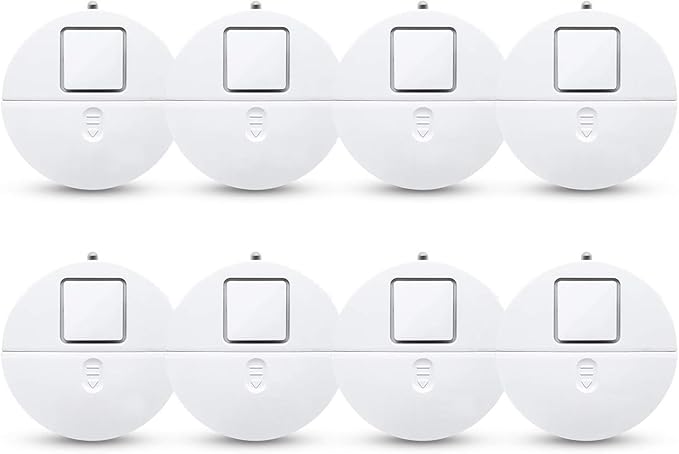 EVA LOGIK Modern Ultra-Thin Window Alarm with Loud 120dB Sound and Vibration Sensors Compatible with Virtually Any Window, Glass Break Alarm Perfect for Home, Office, Dorm Room- 8 Pack