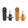 120A Battery Energy Storage Connector, 25mm² High Current Connectors IP67 Waterproof Copper Plate Wiring Power Adapter Quick Plug Terminal Right Angle Plug and Socket (1000V Black+Orange)