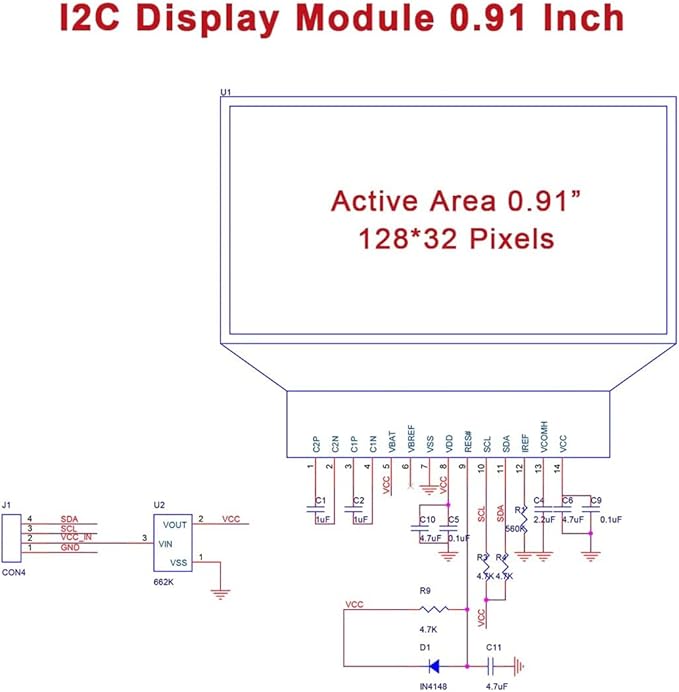 Hosyond 5 Pcs 0.91 Inch I2C IIC OLED Display Module OLED Screen DC 3.3V~5V Compatible with Arduino Raspberry PI (Blue Display Color)